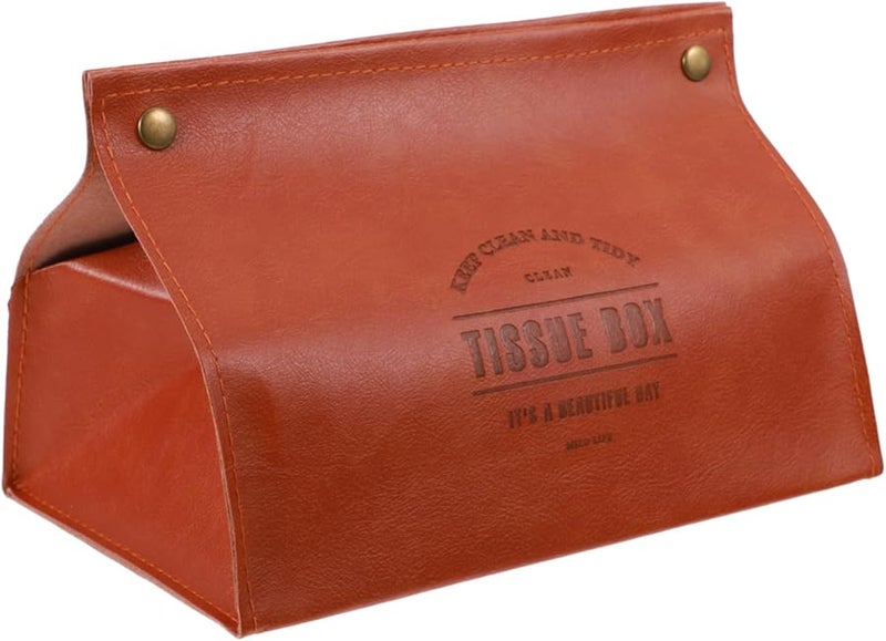 حامل علبة المناديل من الجلد PU الناعم للسيارة والمنزل بتصميم سهل لإعادة التعبئة - Image 1